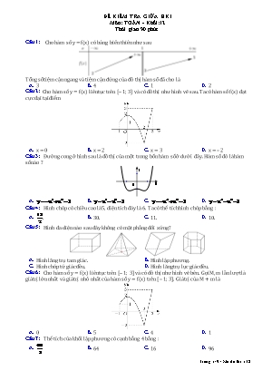 Đề kiểm tra Giữa học kỳ I môn Toán Lớp 12 - Mã đề 132